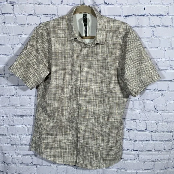 Lululemon Men’s Airing Easy Short Sleeve Shirt Gray & Yellow Size M - Picture 2 of 6